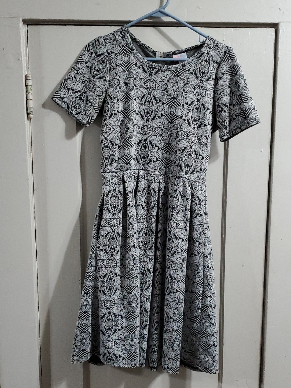 LuLaRoe Amelia Black and White Geometric Dress